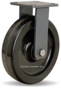 R-WH-8P 8" x 2" Hamilton Rigid Plate Caster, Phenolic Wheel, 1400 lbs Capacity - Picture 1 of 2