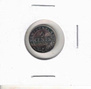 1938 Newfoundland King George VI Silver 5 cent coin Sterling 92.5 % pure RARE ! - Picture 1 of 2