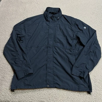 Kuhl Jacket Mens XXL 2XL Blue Projekt Full Zip Windbreaker Packable Hood Hiking - Image 1 of 4