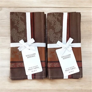 New Williams-Sonoma Jacquard Foliage Napkins Set Of 8 In Cocoa NWT 🎁 - Picture 1 of 2