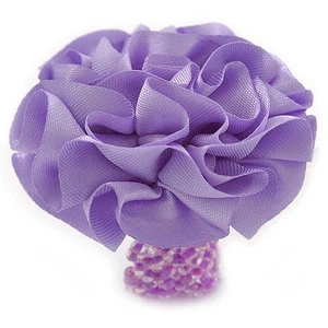 Lavender Silk & Glass Bead Floral Flex Ring - 40mm Diameter - Picture 1 of 6