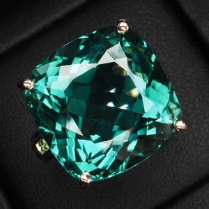 Classically Teal Green Tourmaline 17.35Ct 925 Sterling Silver Handmade Rings - Picture 1 of 8