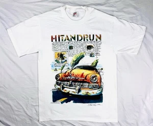 Camisa artística Bob Conge Hit And Run 1992 vintage rara - máquina de pantalla M para adultos EE. UU. - Imagen 1 de 6