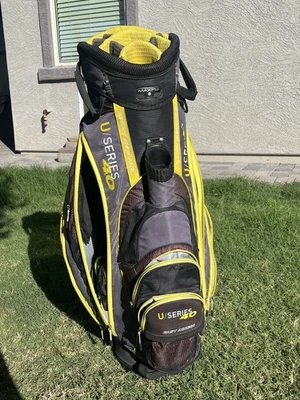 Maxfli 4.0 U Series Cart Bag 14 Way Cooler Pocket Black, Gray & Yellow Used Golf - Image 1 of 4