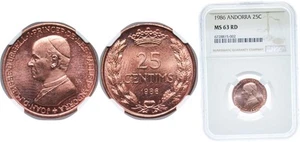 Andorra 1986 Bronze NGC MS 63 RD - Picture 1 of 1