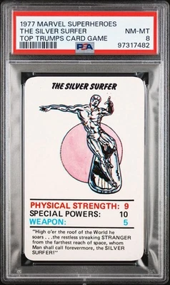 1977 MARVEL SUPERHEROES SILVER SURFER TOP TRUMPS CARD GAME PSA 8 NM-MINT RARE!!! - Image 1 of 2