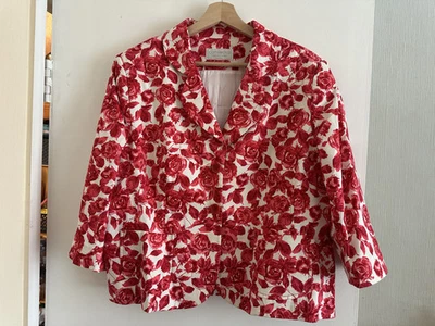 Cotswold Collections Womens Red Floral Blazer With Padded Shoulders (size 14) - Image 1 of 4