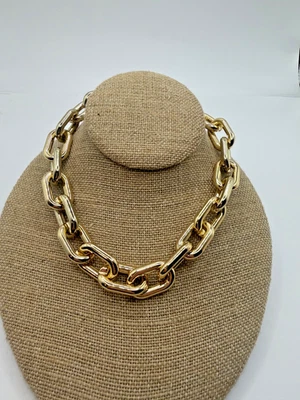 Collar J Crew audaz tono dorado cadena eslabón grueso declaración 18" Foto 1 de 4