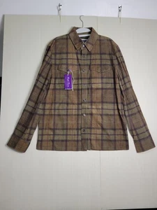 Ralph Lauren Purple Label Barron Plaid Print Suede Overshirt Mens Large $2495 - Picture 1 of 9