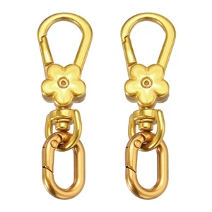 2 Pezzi Portachiavi in Metallo Girevole con Chiusura Aragosta Sgancio Rapido, Oro - Foto 1 di 6