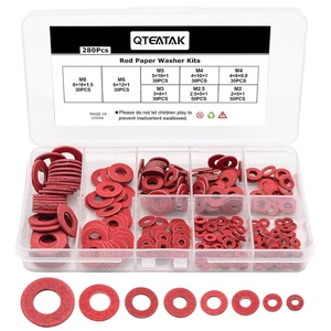 Rondelle isolanti piatte in fibra di carta acciaio rosso 8 dimensioni M2 M2,5 M3 M4 M5 M6 M8 - Foto 1 di 7