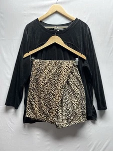 Juego de pijama de 2 piezas de terciopelo para mujer Carole Hochman Petite 1X leopardo negro - Imagen 1 de 11