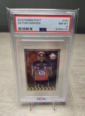 2019-20 Panini Foot Stickers #161 Victor Osimhen Rookie Sticker Card RC PSA 8 NM - Image 1 of 2