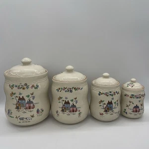 Vintage Heartland International Stoneware Japan 4 ct. Kitchen Canisters 7774 - Picture 1 of 16