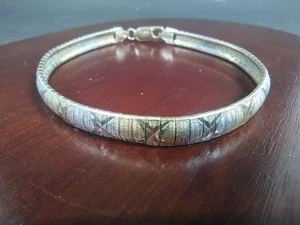 Vintage Italy 10 KYellow Gold Plated 925 Sterling Silver Omega Bracelet - Picture 1 of 17