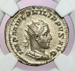NGC AU ROMAN COINS PHILIP I, AD 244-249. AR Double-Denarius. A898 - Picture 1 of 9