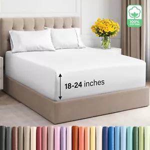 Extra Deep Pocket, 100% Cotton 400 Thread Count 4 Piece Sheet Set by CGK Linens - Picture 1 of 31
