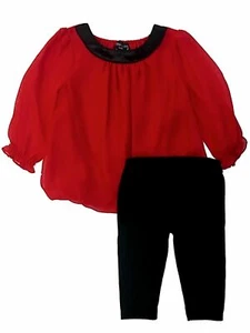 Infant Girls Red Tunic & Legging Holiday 2 Piece Outfit Set 3/6 Months - Picture 1 of 2
