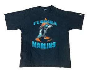 Vintage Starter Florida Marlins Shirt MLB 1993 Single Stitch Black Size XL - Picture 1 of 12