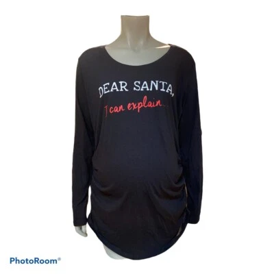 Motherhood Maternity Dear Santa I Can Explain Black T-shirt Plus Size 2XL NWT - Image 1 of 4