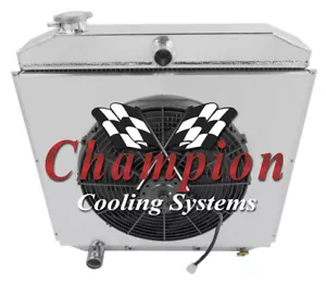 Radiador CR Champion de 2 filas, ventilador de 16"", funda - 1953 - 1956 Ford Truck V6, V8 - Imagen 1 de 6