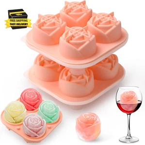 Whiskey Ice Cubes Mold,Rose Gift Ball Ice Maker Mold,8 Ice,Fun Shapes 2In,Silico - Picture 1 of 9