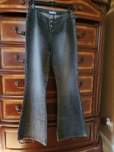 Vintage Y2K Chilli Pepper Women's Black Flare Jeans Pants low rise size 10 - Picture 1 of 8
