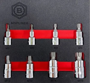 Juego de brocas de zócalo spline Britool Hallmark 3/8 puertas M5 M6 M8 M9 M10 M12 1/2 puertas M14 M16 - Imagen 1 de 5