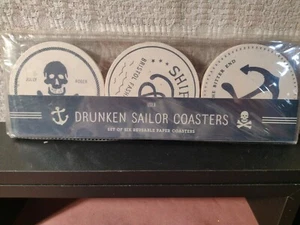 Izola marinero borracho (¿pirata?) Juego de seis posavasadas de papel reutilizables nuevas - Imagen 1 de 2