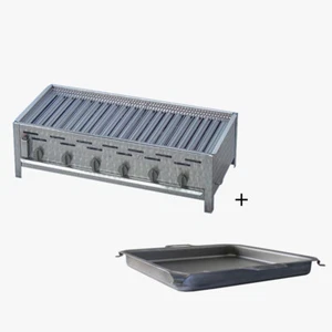 Gasgrill 114 x 53 x 27 cm Edelstahl 6 flammig mit Stahlpfanne und Grillrost - Bild 1 von 8