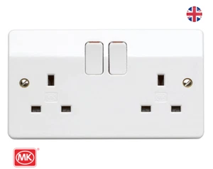 MK LOGIC PLUS RAPID 13A 2-GANG DP SWITCHED PLUG SOCKET - Picture 1 of 12