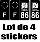 4 Autocollants 2 paires Stickers NOIR style Auto Plaque F+ 86 full black
