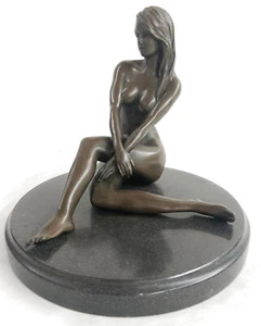 Nude Girl Erotic Athletic Sensual Elegant Bronze Marble Statue Classical Art - Picture 1 of 10