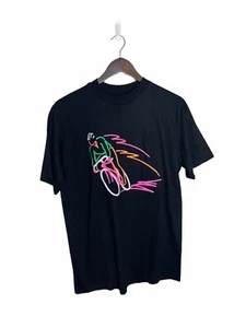 Vintage Hanes Beefy-T cyclist neon Crew neck bright t-shirt MUSA single stitch - Picture 1 of 2