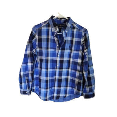 Camisa Ralph Lauren Talla L 14-16 Indigo Madrás A Cuadros Abotonada Manga Larga  Foto 1 de 4