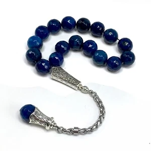 Cuentas relajantes para aliviar el estrés cuentas de oración, cuentas de preocupación-12 mm-17 cuentas de ágata azul - Imagen 1 de 9
