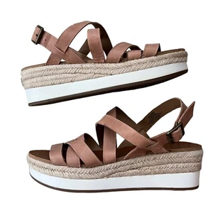 Lucky Brand Jokepa Espadrille Platform Sandals Size 10 Tan Leather NWOB  - Picture 1 of 5