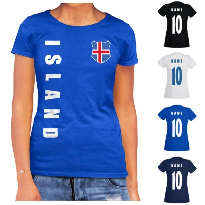 Island WM 2022 Damen T-Shirt Trikot Name Nummer Fussball Team National