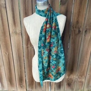 Bufanda vintage con estampado de crisantemo 100 % seda de Ellen Tracy 15" x 57" - Imagen 1 de 4