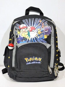 1999 Pokemon Gotta Catch 'Em All Backpack Nintendo Full Size Black Gray Vintage - Picture 1 of 11