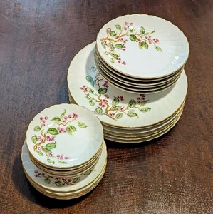 Vintage Floral Romance Dinnerware Set | 6 each Dinner & Salad Plates and Bowls - Picture 1 of 10