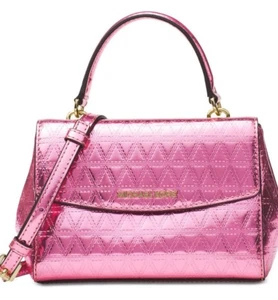 Neu Michael Kors Ava Mini XS Crossbody Glimmering Leder Tasche Soft Pink Urlaub - Bild 1 von 1