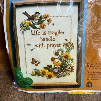 The Creative Circle Life is Fragile # 1004 Sealed kit Large 18"x24" Sealed wool - Image 1 of 4