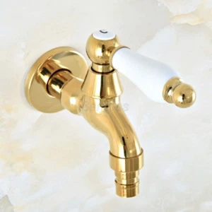 Gold Color Brass Wall Mounted Ceramic handle Washing Machine Tap Water Tap - Picture 1 of 7