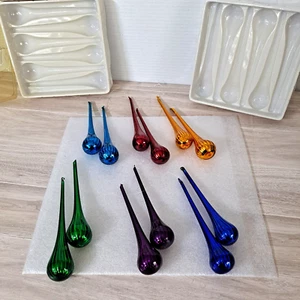 Rare VTG Department 56 Holiday Ornaments Teardrop Glass Art #56.40377 Set of 12 - Picture 1 of 16