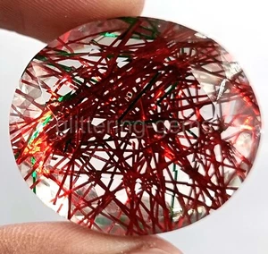 Red Rutilated Quartz 82.0 Ct Oval Cut IGL Transparent Loose Gemstone 5JJP - Picture 1 of 7