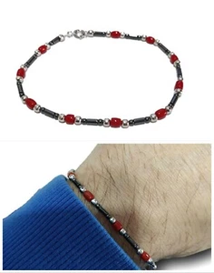 Pulsera en Plata de Ley 925 de Piedras Preciosas y Coral Joyería Natural para Hombre - Imagen 1 de 8