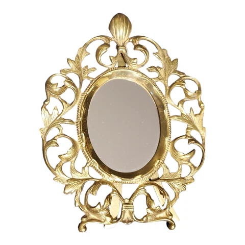 Antique Baroque Gilt Cast Iron Victorian  Tabletop or Hanging Mirror or Frame Cover