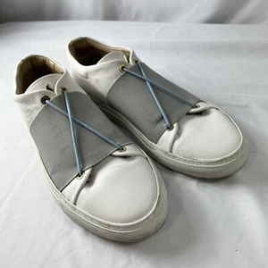 DANIEL ESSA XOXO White Low-Top Sneaker Minimalist Handmade White Gray Blue 38 - Picture 1 of 8