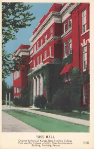 Pittsburg KS Russ Hall Lehrer Hochschule Verwaltungsgebäude Vintage Postkarte - Bild 1 von 2